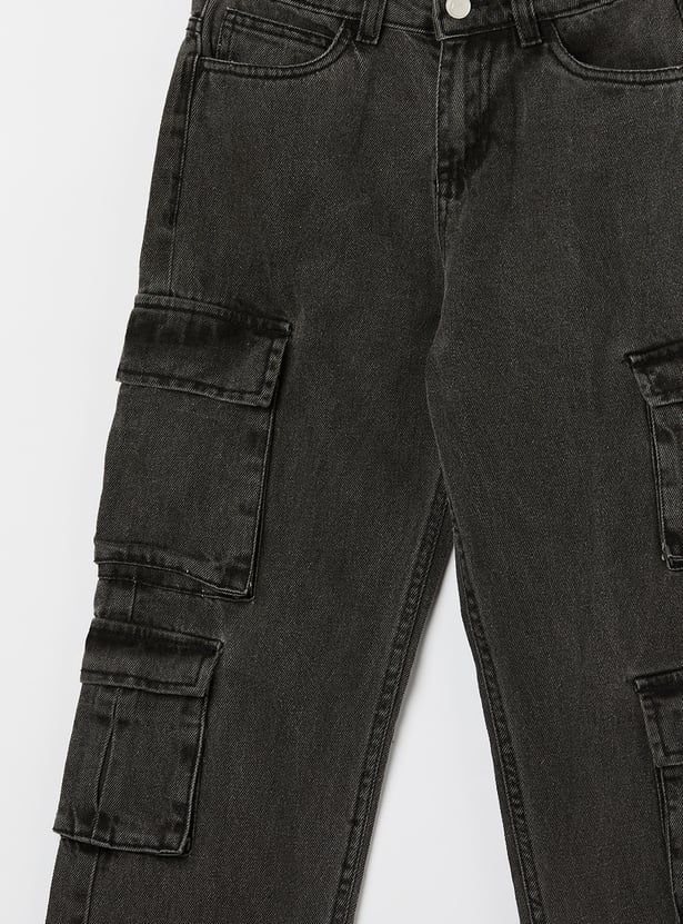 FAME FOREVER Boys Washed Cargo Jeans