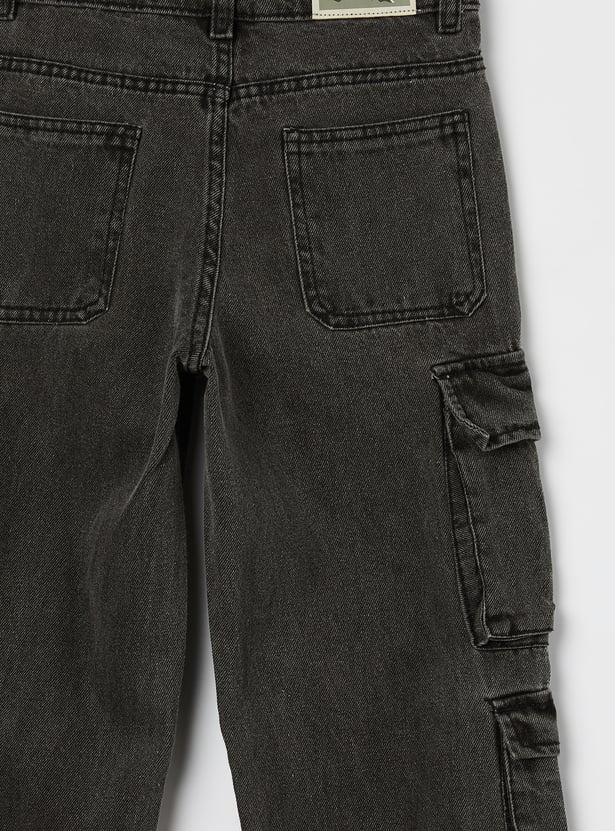 FAME FOREVER Boys Washed Cargo Jeans