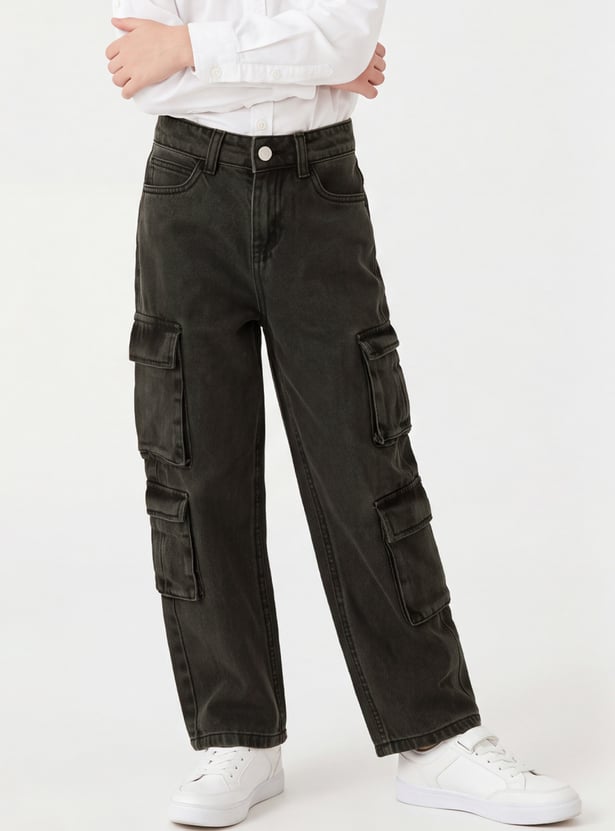 FAME FOREVER Boys Washed Cargo Jeans