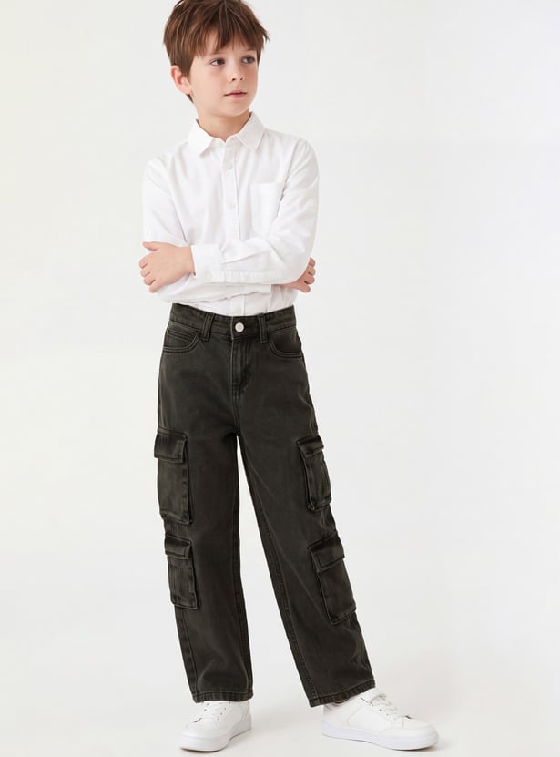 FAME FOREVER Boys Washed Cargo Jeans