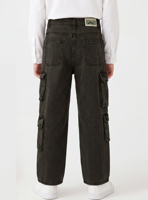 FAME FOREVER Boys Washed Cargo Jeans