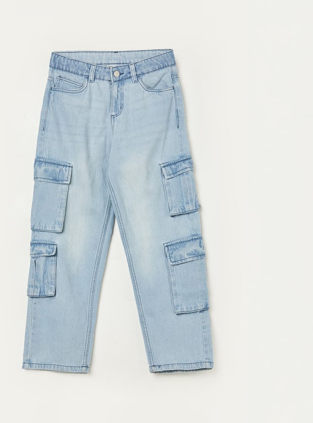 FAME FOREVER Boys Washed Cargo Jeans