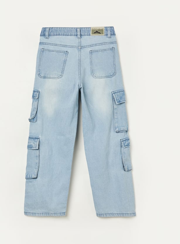 FAME FOREVER Boys Washed Cargo Jeans