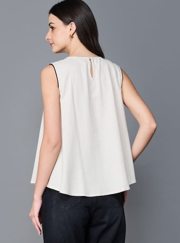 AND Floral Applique Sleeveless Top