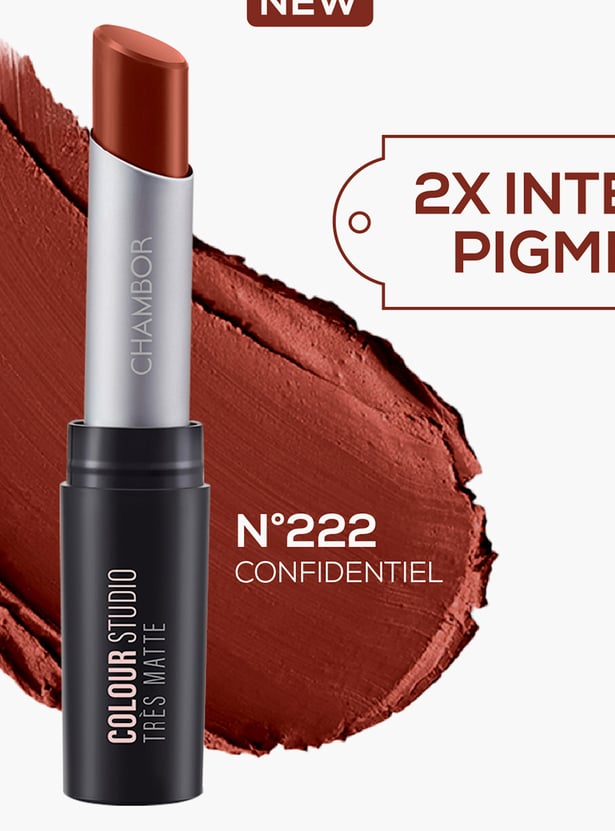 CHAMBOR Tres Matte Lipstick - Ultra Powdery Matte Lipstick With SPF 30 - Confidentiel N 222 - 3.2 gm