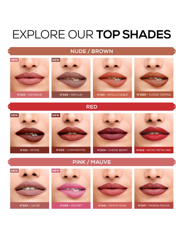 CHAMBOR Tres Matte Lipstick - Ultra Powdery Matte Lipstick With SPF 30 - Confidentiel N 222 - 3.2 gm