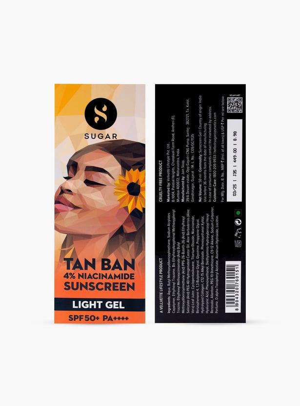 SUGAR Tan Ban 4 Percent Niacinamide Sunscreen Light Gel - 50ml