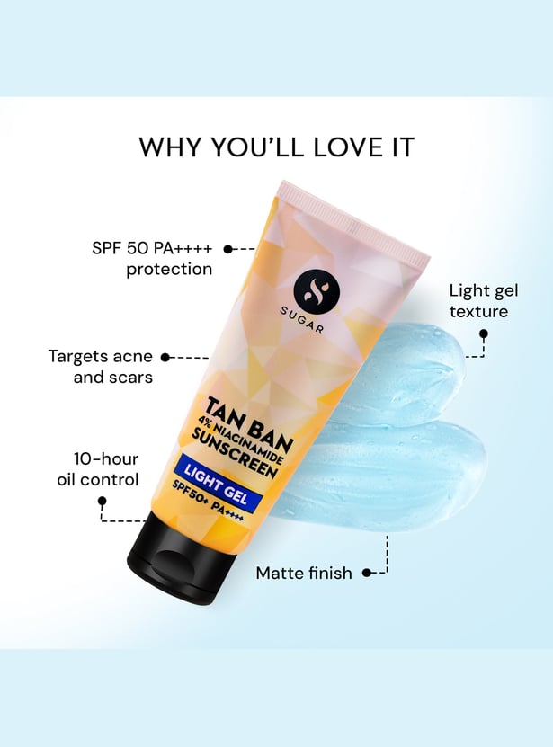 SUGAR Tan Ban 4 Percent Niacinamide Sunscreen Light Gel - 50ml
