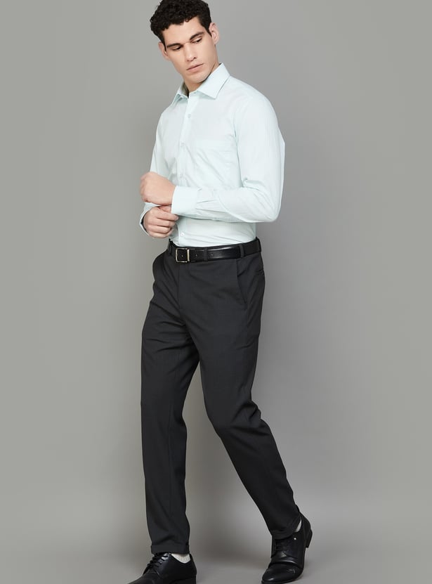 PARK AVENUE Woven Slim Straight Formal Trousers