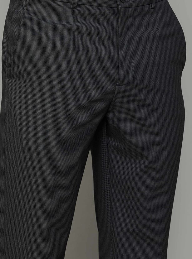 PARK AVENUE Woven Slim Straight Formal Trousers