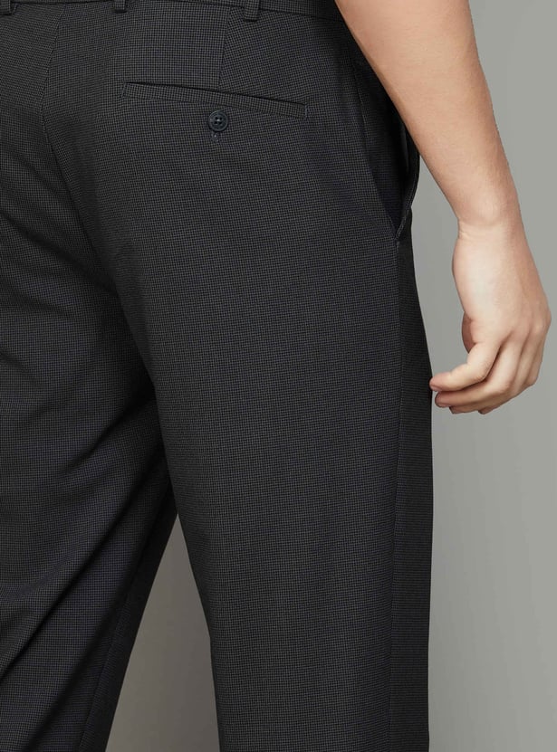 PARK AVENUE Woven Slim Straight Formal Trousers