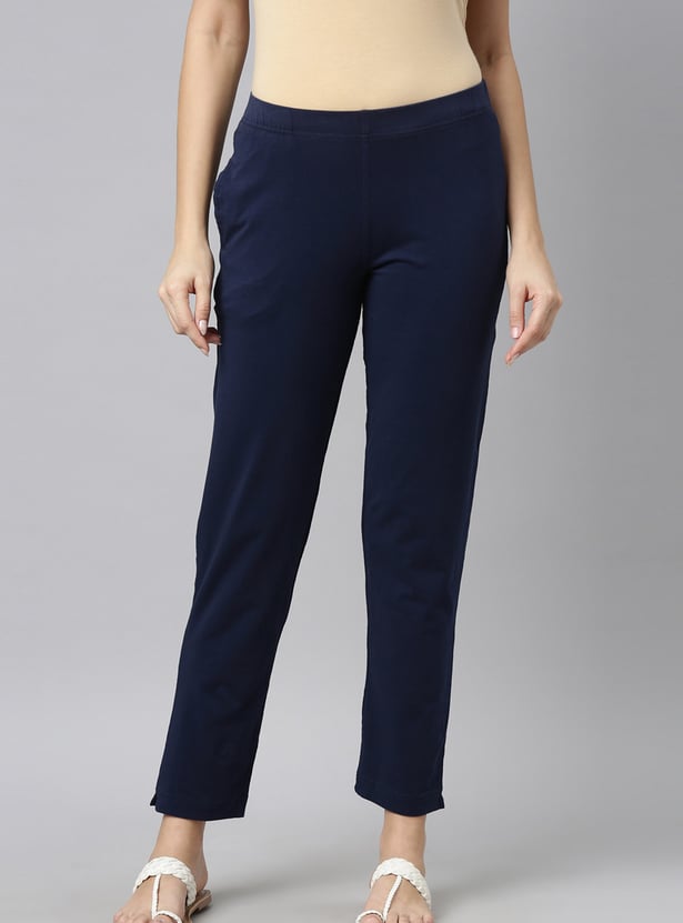 GO COLORS Solid Straight Pants
