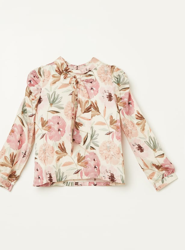 PEPPERMINT Girls Printed Top with A-line Skirt