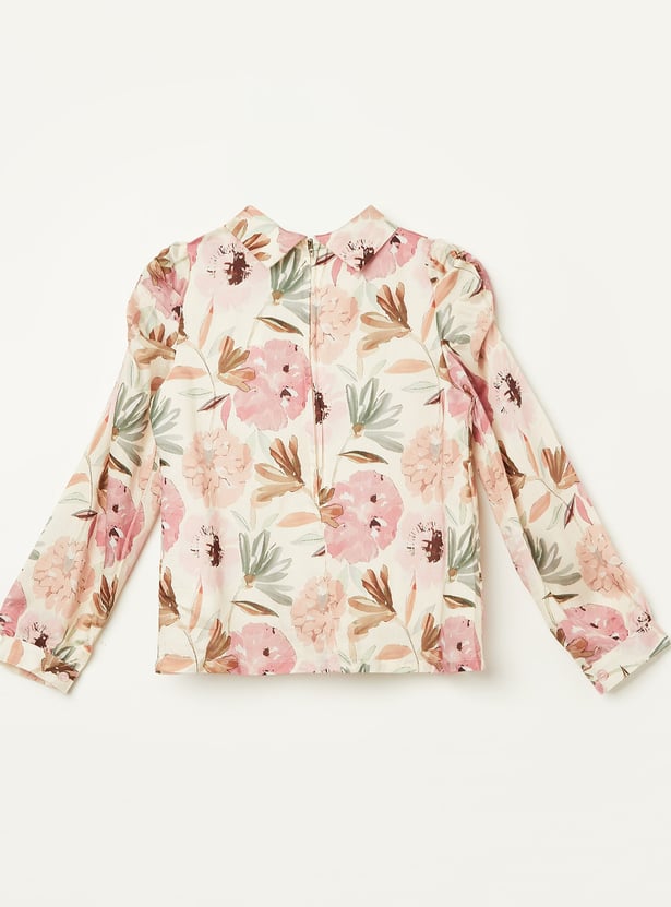 PEPPERMINT Girls Printed Top with A-line Skirt