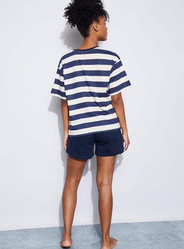 GINGER Striped Lounge T-shirt with Shorts