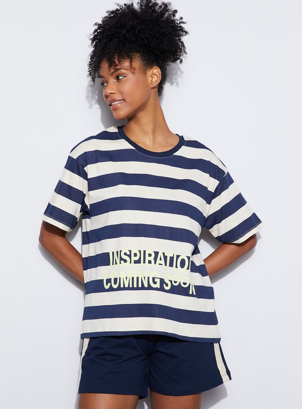 GINGER Striped Lounge T-shirt with Shorts