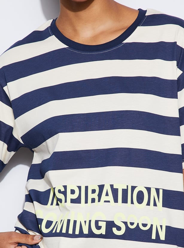 GINGER Striped Lounge T-shirt with Shorts