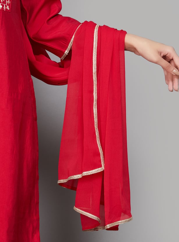 BIBA Embroidered Straight Kurta Set