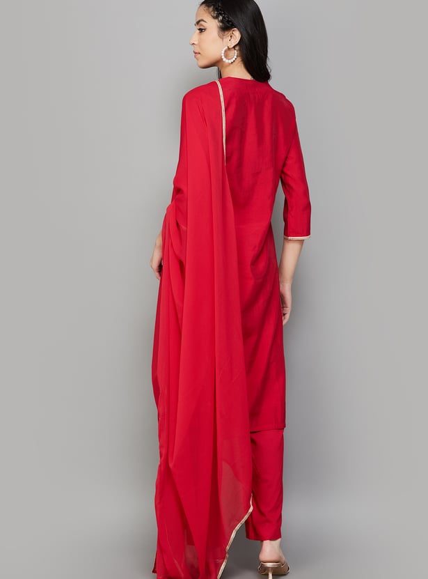 BIBA Embroidered Straight Kurta Set
