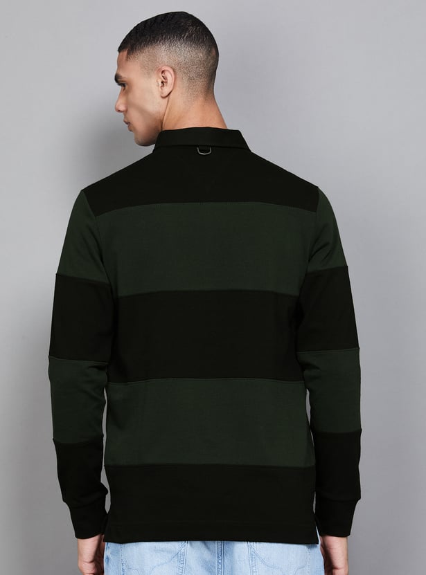 FAHRENHEIT Striped Polo Collar T-shirt