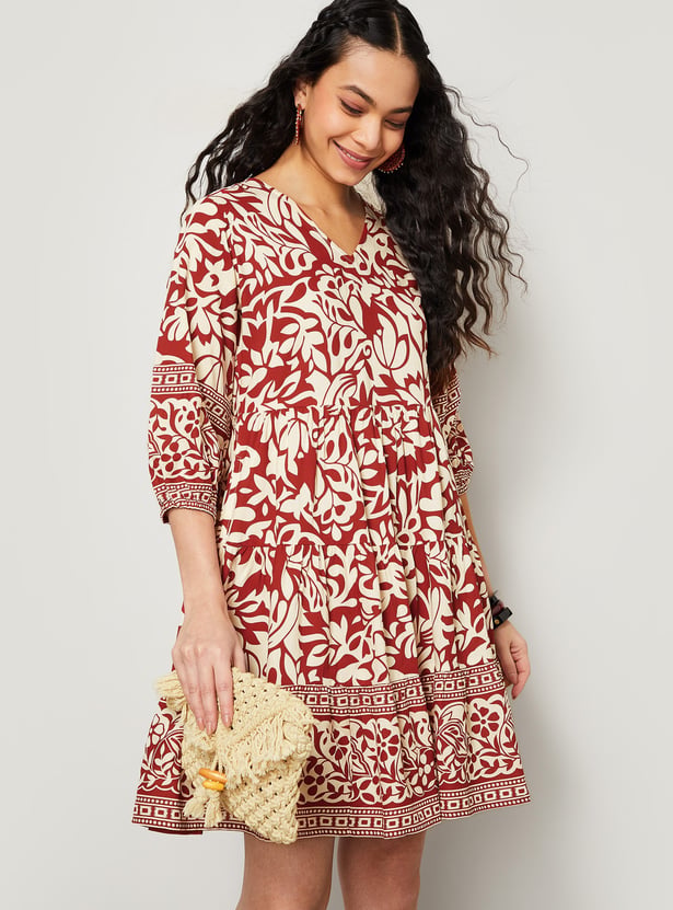 COLOUR ME Floral Print A-Line Dress