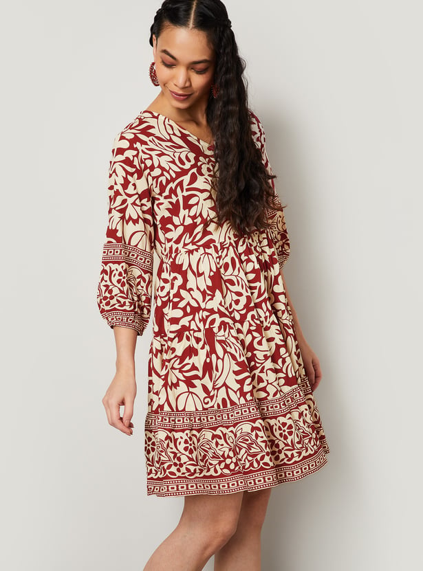COLOUR ME Floral Print A-Line Dress