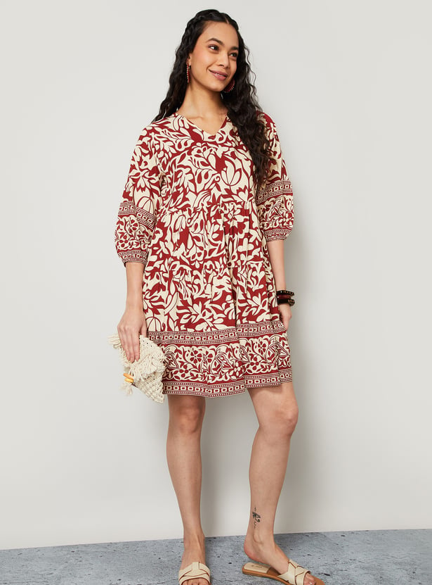 COLOUR ME Floral Print A-Line Dress