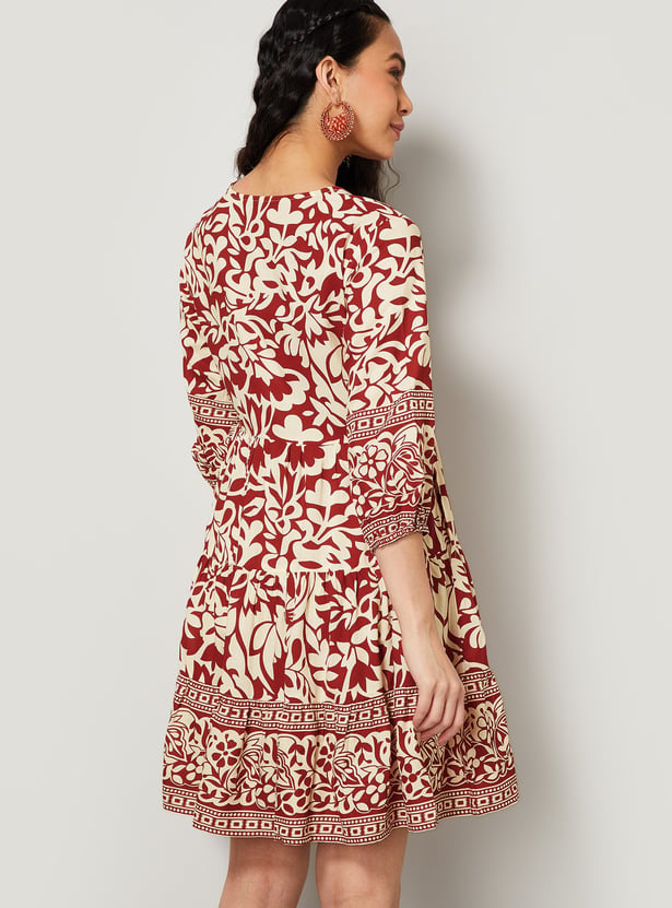 COLOUR ME Floral Print A-Line Dress