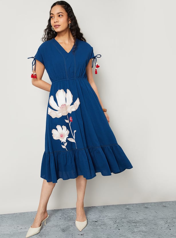 COLOUR ME Floral Print A-line Dress