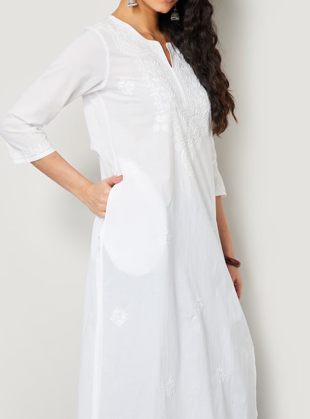 MELANGE Chikankari Straight Kurta