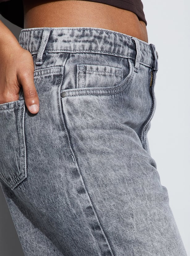 GINGER Washed Wide Leg Jeans