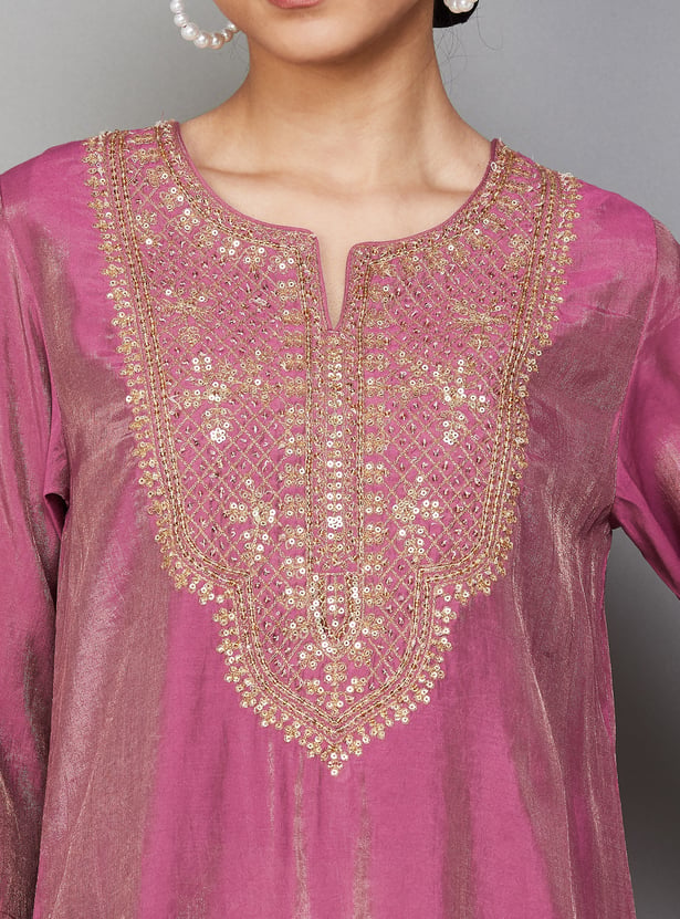 BIBA Embroidered Straight Kurta Set