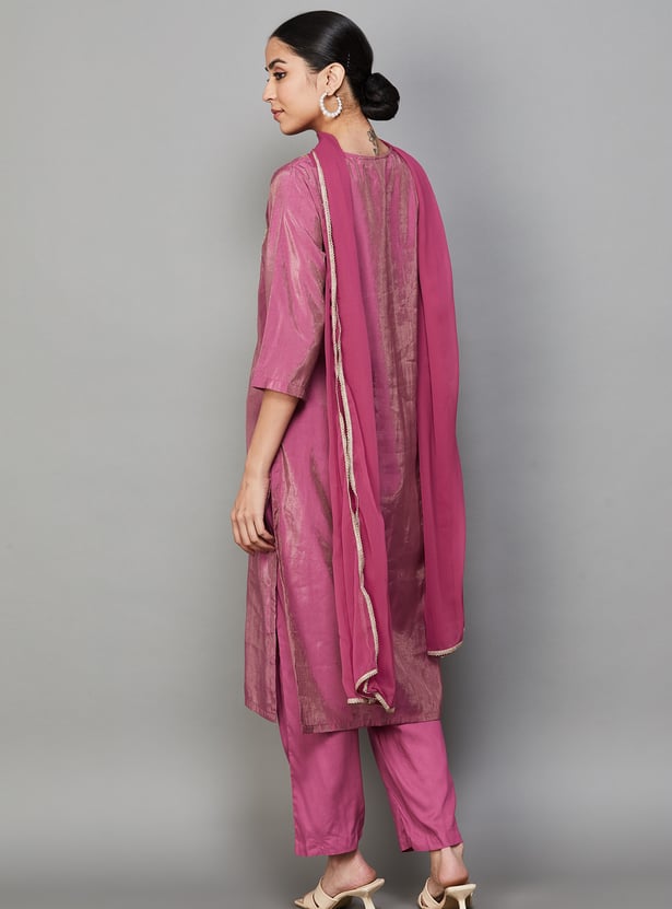 BIBA Embroidered Straight Kurta Set