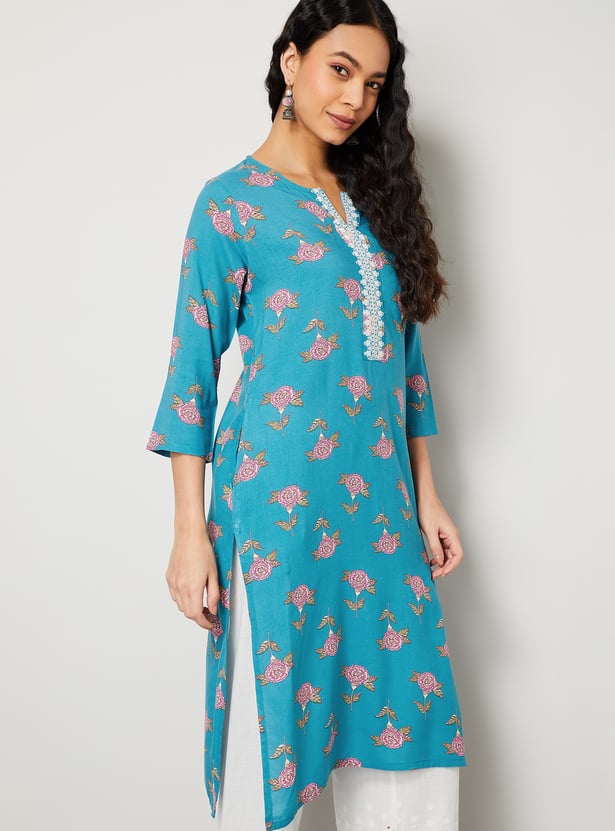MELANGE Floral Print Straight Kurta