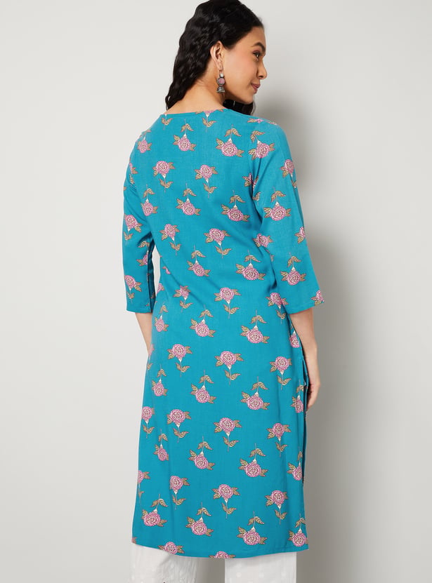 MELANGE Floral Print Straight Kurta