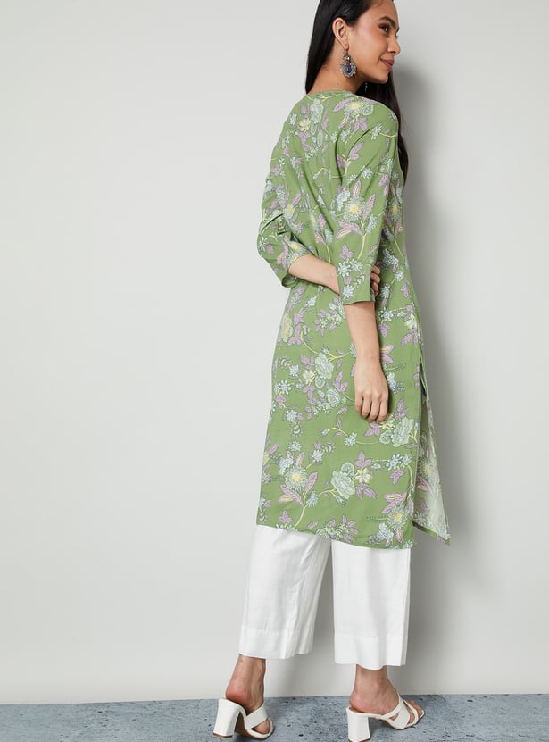 MELANGE Floral Print Straight Kurta