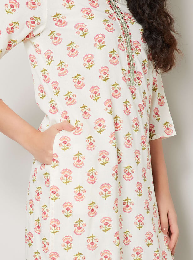 MELANGE Ethnic Motif Straight Kurta