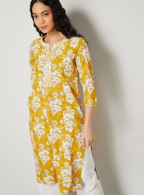MELANGE Floral Print Straight Kurta