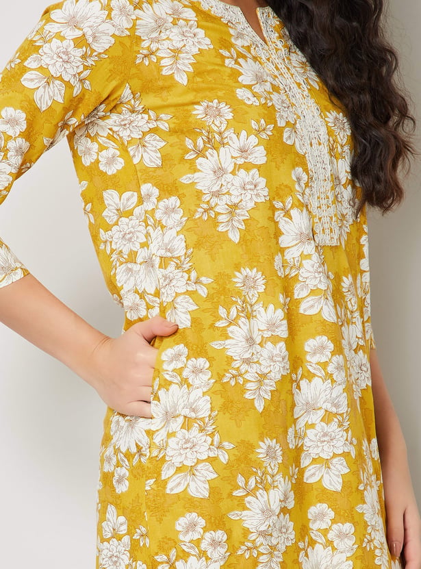 MELANGE Floral Print Straight Kurta