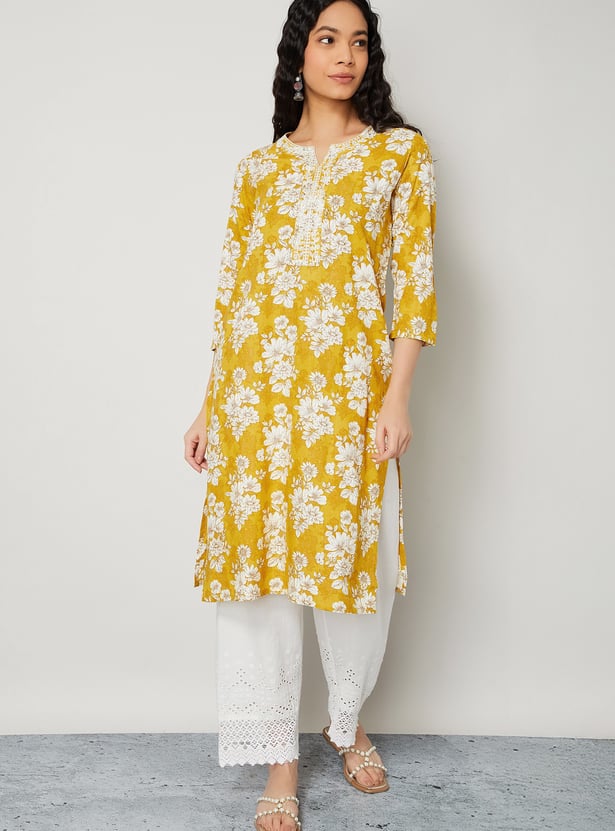 MELANGE Floral Print Straight Kurta