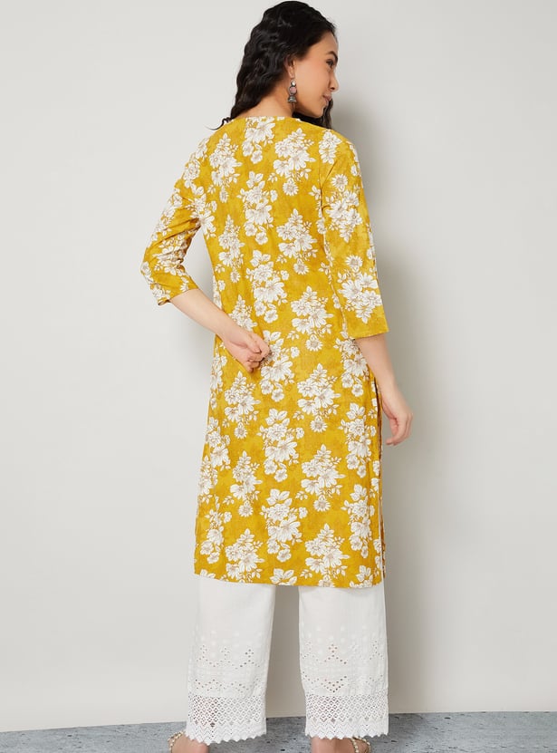 MELANGE Floral Print Straight Kurta