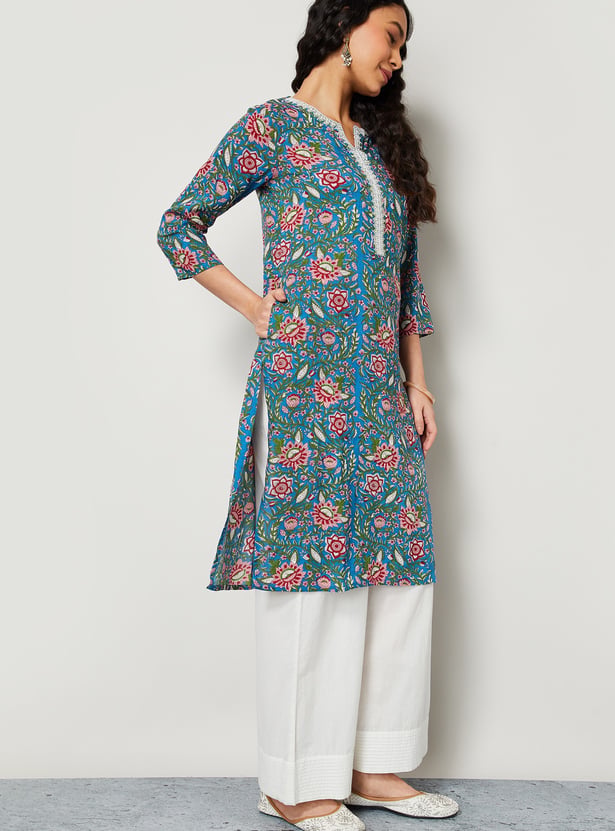 MELANGE Floral Print Straight Kurta