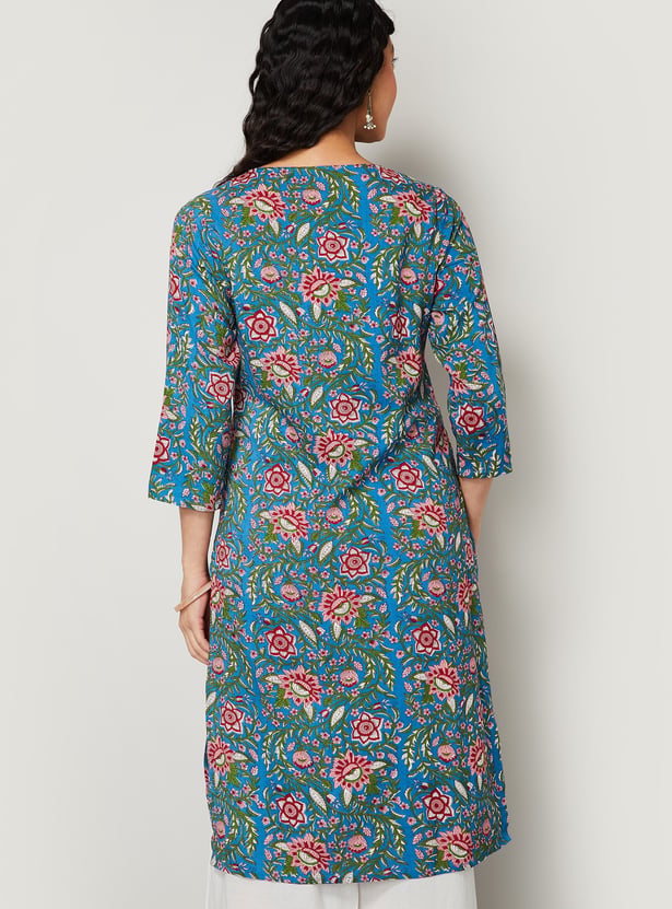 MELANGE Floral Print Straight Kurta