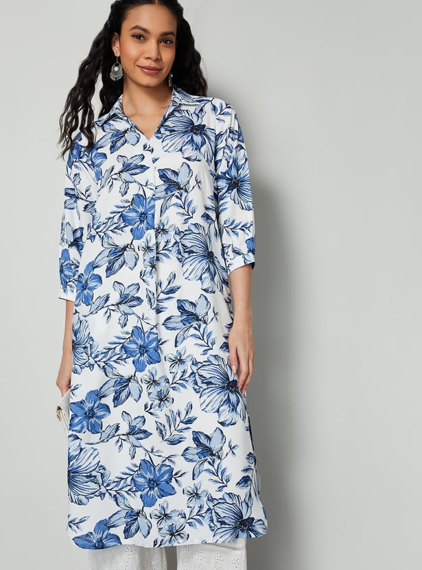 MELANGE Floral Print Straight Kurta