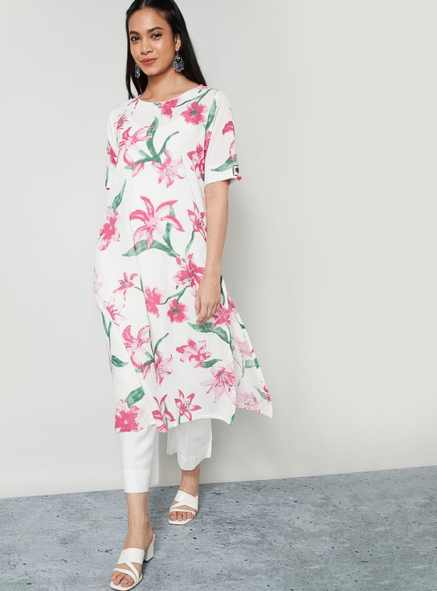 MELANGE Floral Print Straight Kurta