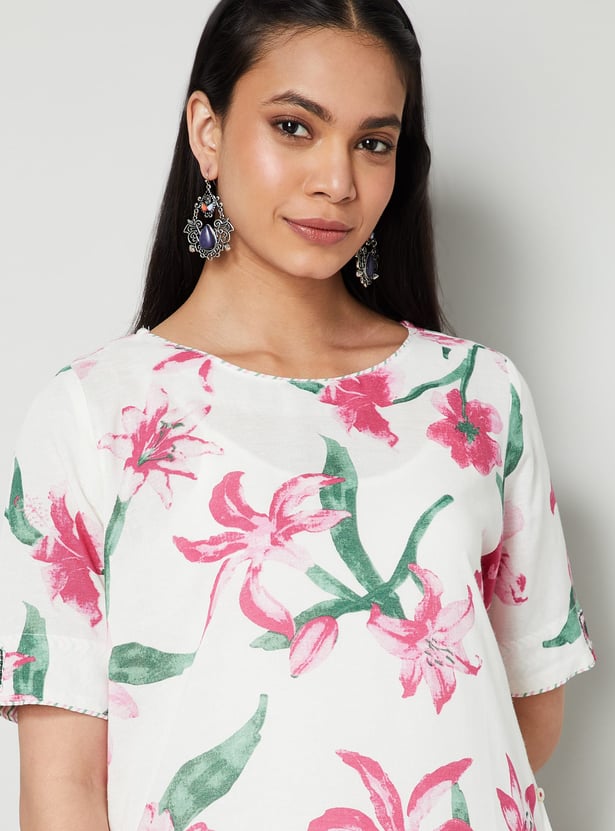 MELANGE Floral Print Straight Kurta