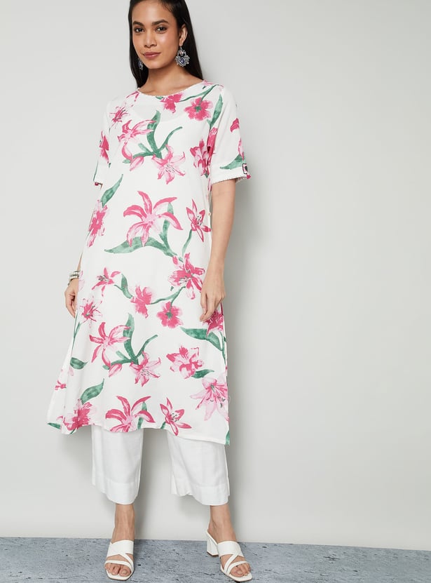 MELANGE Floral Print Straight Kurta