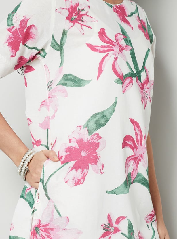 MELANGE Floral Print Straight Kurta