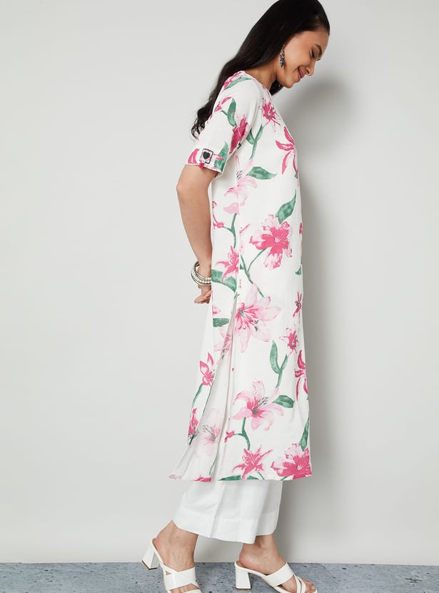 MELANGE Floral Print Straight Kurta