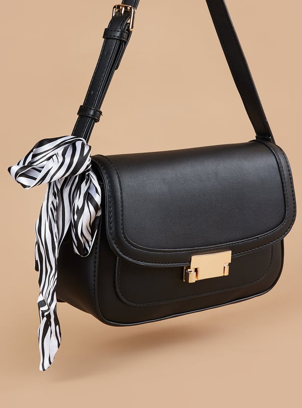 CODE Solid Shoulder Bag with Scarf